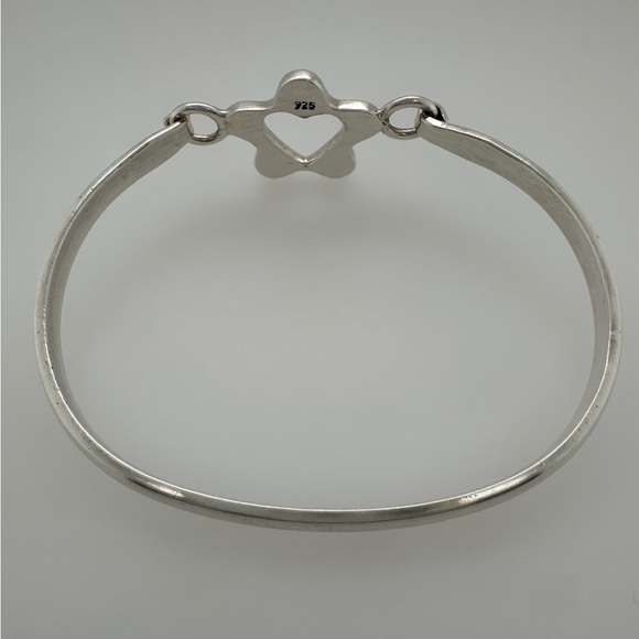 Sterling Silver Brushed Satin Bangle w/ Heart Cutout - Picture 4 of 6